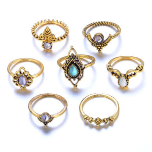 7pcs/Set Bohemian Vintage Silver Stack Rings